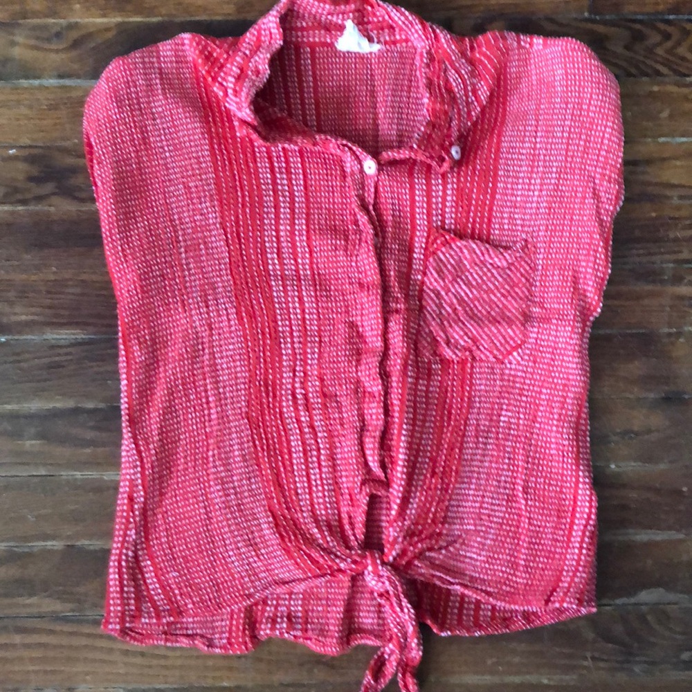 Red tie bottom crop top